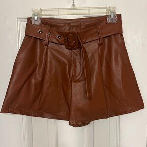 Brown leather shorts! Size small!